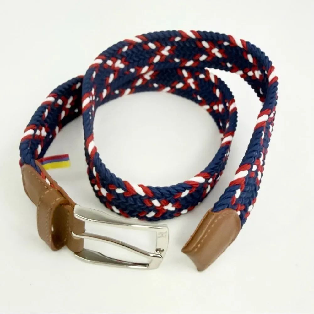 Tommy Hilfiger Red Blue White Woven Stretch Nautical Coastal Buckle Belt